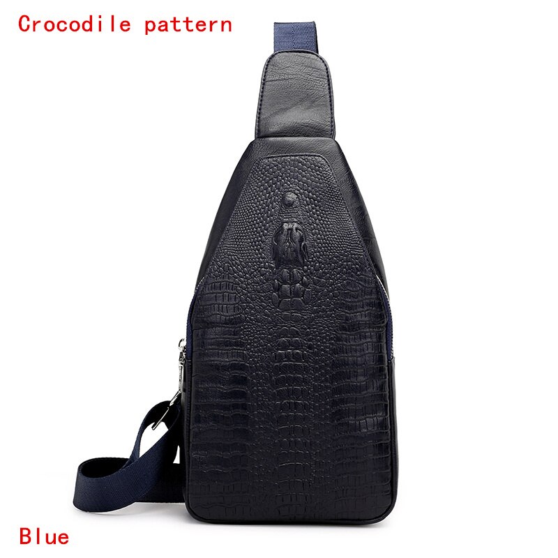 Heren crossbody tassen heren borsttas messenger bag leren schoudertassen diagonaal pakket rugzak reizen: Krokodillenpatroon 1
