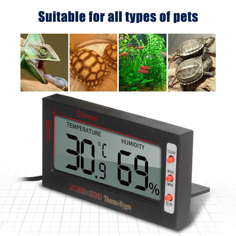 Reptil elektronisk termometer hygrometer med sugekopp krypdyr boks sylinder temperatur og fuktighet måleverktøy: misligholde tittel