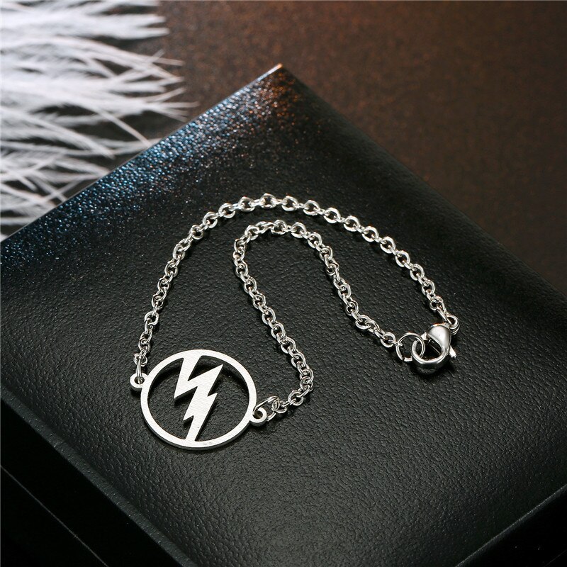 1 PC Chic Runde Hohl Blitz Edelstahl Armband Frauen Silber Farbe Einstellbar Dünne Armband Schmuck B107-1