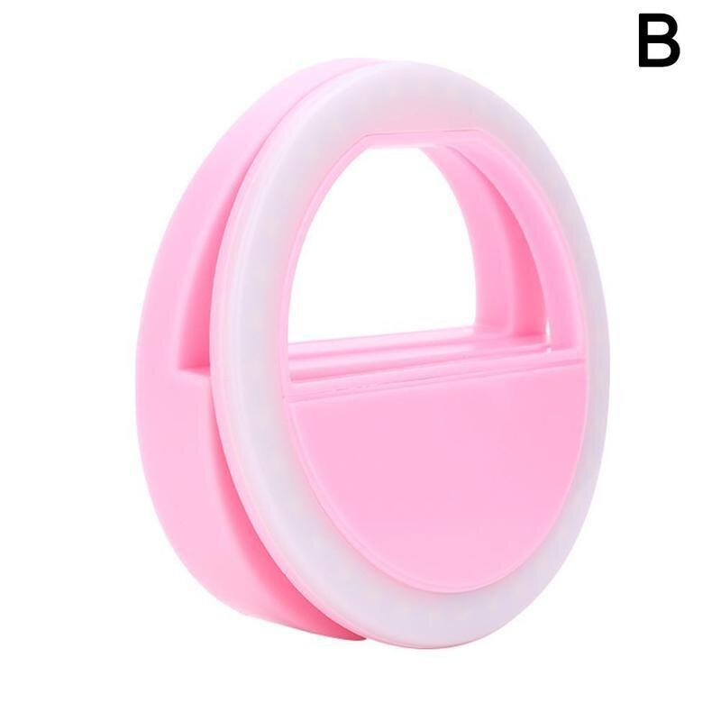 USB carga Selfie Flash portátil LED cámara de teléfono anillo de luz para fotografía Selfie luz de la noche Luz de vídeo para teléfono móvil: B