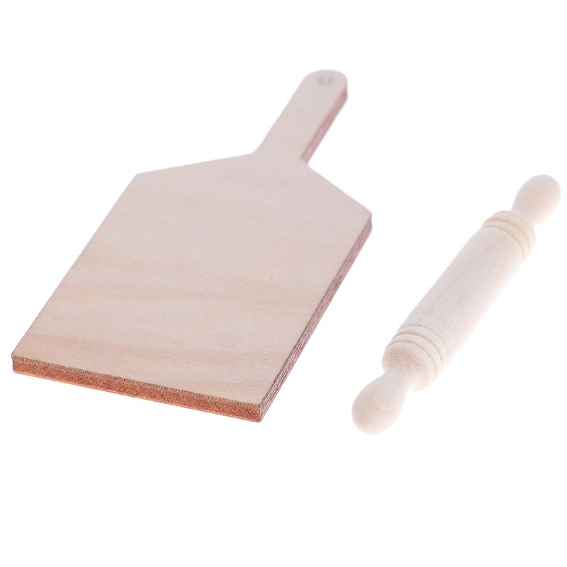 1Set 1:12 Poppenhuisminiaturen Keuken Snijplank Rolling Pin Set Accessoires Speelgoed