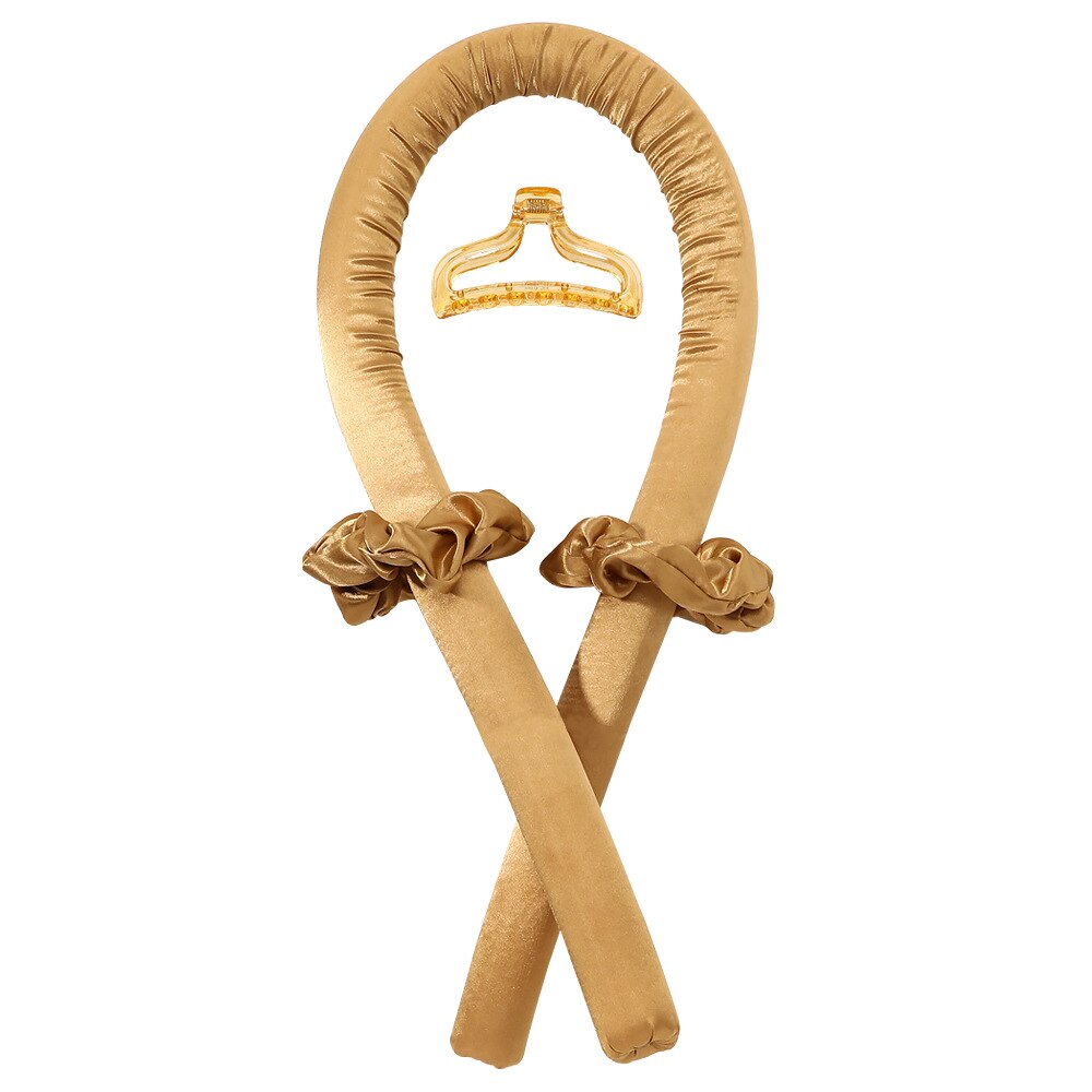 Ruban pour boucler les cheveux sans chaleur, rouleau pour cheveux, ruban pour boucler les cheveux: Gold with Clip