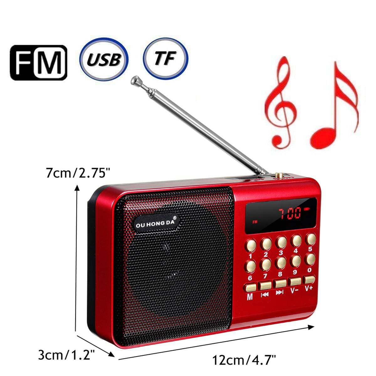 DC 5V 3W Mini Portable Pocket LCD Digital FM Radio Speaker USB TF AUX MP3 Player For Elderly Radyo
