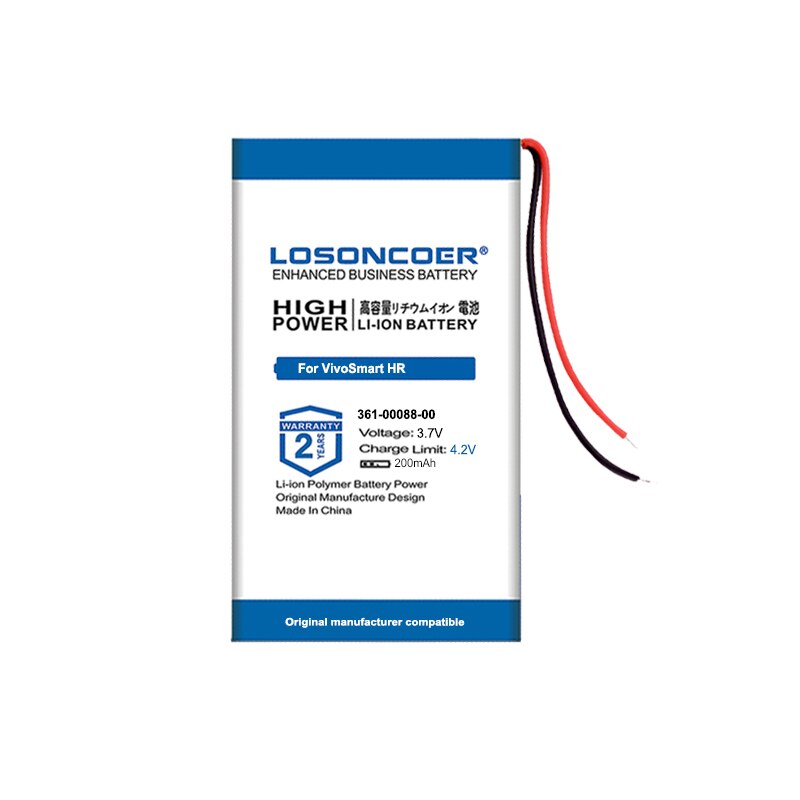 100% Original LOSONCOER 200mAh 361-00088-00 Battery For Garmin VivoSmart HR / VivoSmart HR+ Approach X40 Batteries