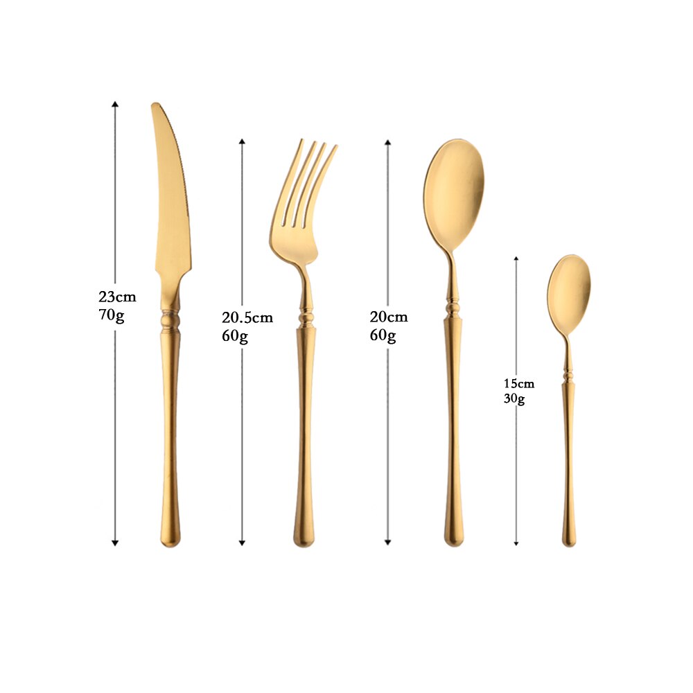 4/5 Pcs Royal Luxury 304 Stainless Steel Western Dinnerware Mate Silver Flatware Cutlery Tableware for Kitchen Hotel: 4Pcs Gold