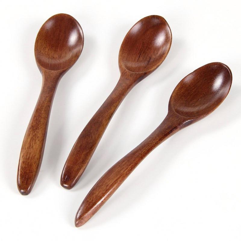 3 Tablespoons Wooden Spoon For Mixing And Stirring Cooking Spoon Long Handle Spoon Honey Spoon Teaspoon Children Drink Soup Wood: 3pcs