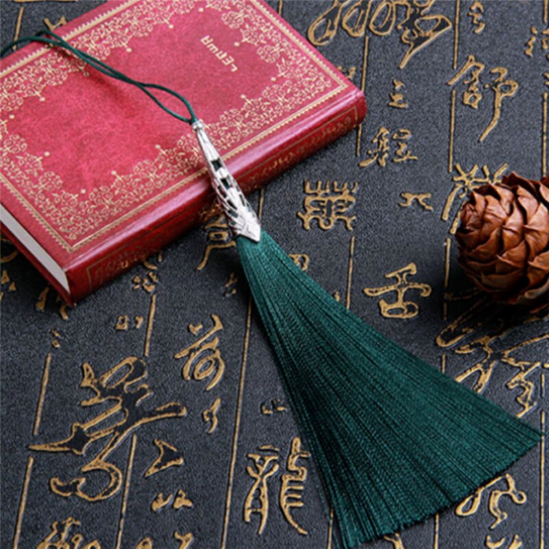 Tee itse 2 kpl sileä pystysuora pitkä tupsu riipus korvakorut korut tarvikkeet 13cm askartelu: Tummanvihreä  -2 kpl