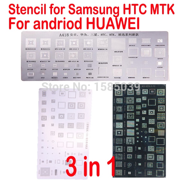 3 stks universele BGA Stencils voor Samsung HTC Huawei Android MTK Direct Verwarmd BGA Reballing Stencils Kit