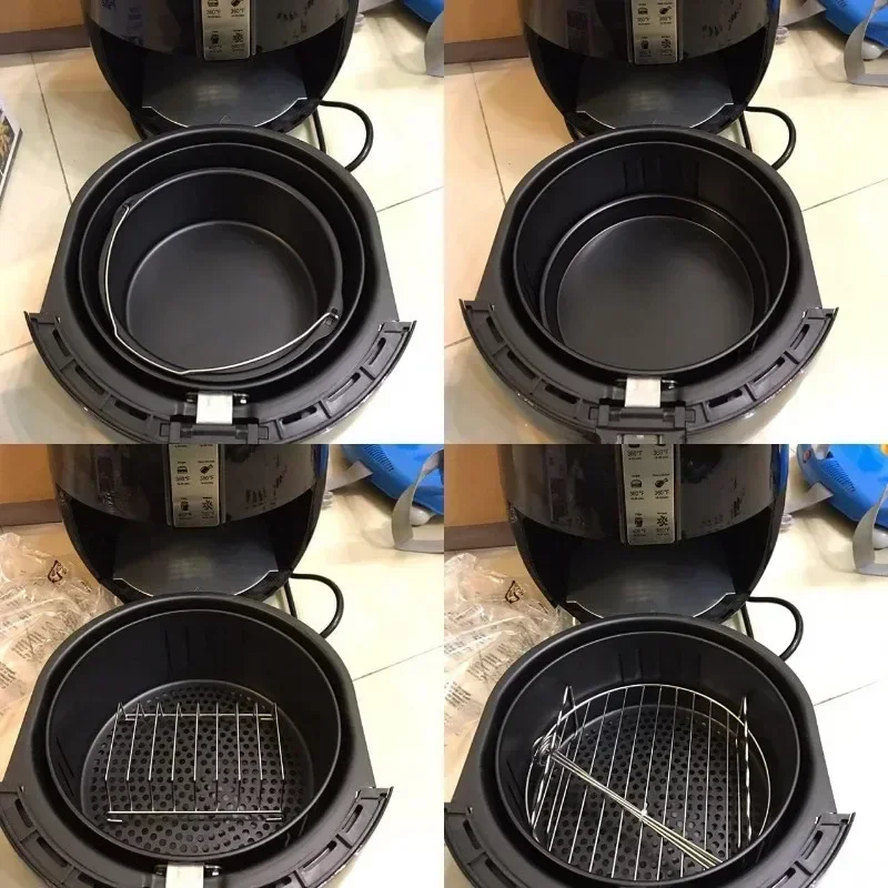 6/7/8 Inch Grill Roestvrijstalen Lucht Friteuse Stoomgrill Met Grillnet Mini Stoom Visnet Gegrilde Visrek Lucht Friteuse Accessorie