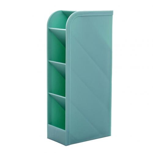 Porta pluma de escritorio multifunción de 4 rejillas estuche de almacenamiento para oficina y escuela, caja de plástico transparente, blanco y negro, organizador de lápices: Azul