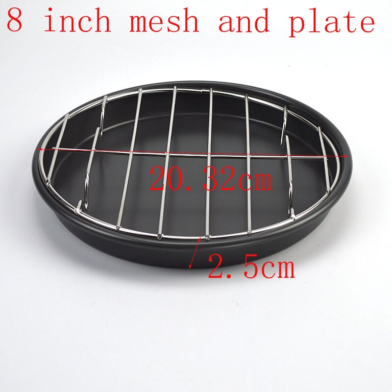 Pizza Pfanne Tablett platte Runde Pizza Grill huhn flüGel edelstahl Grill Pfanne ofen mikrowelle Grill Nicht-Stock Grill Platte: 8Zoll Gittergewebe und Platte