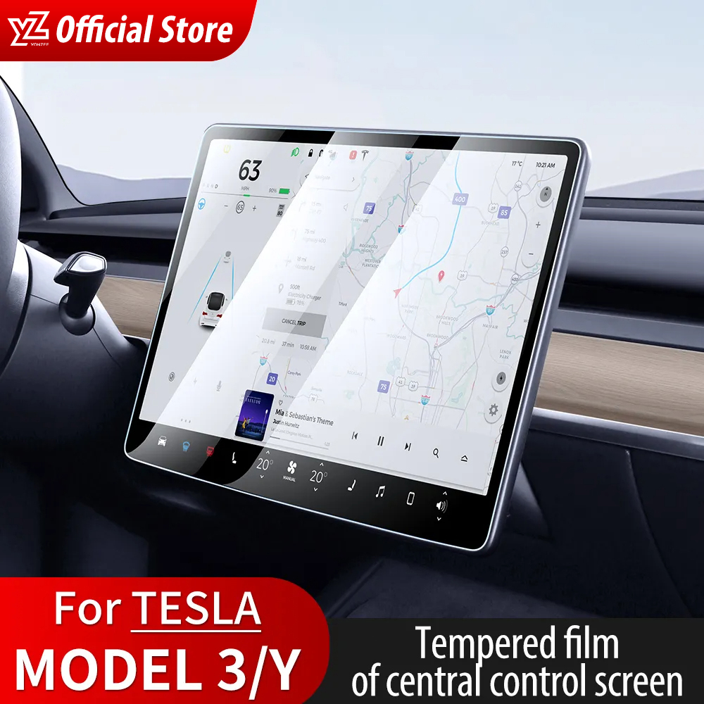YZ Displayschutzfolie aus gehärtetem Glas für Tesla Modell 3 Y X 2023 2022 , Center Kontrolle-Zubehör, Tesla HD-Folienschutz
