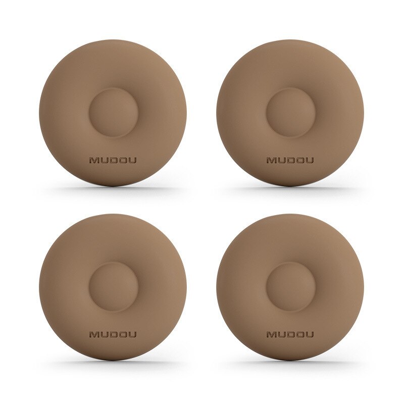 4-piece Air-soft Silicone Anti-collision Stickers Door Handle Anti-collision Pad Protection Cushion Door Rail Wall Guard: BROWN-B