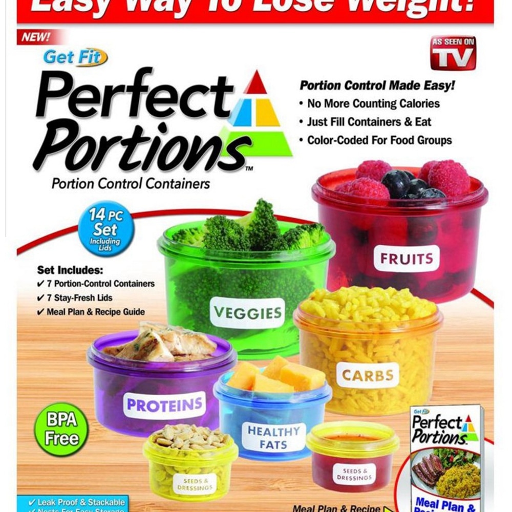 7pcs/set Perfect Portions Portion Lunch Cute Box Control Containers Food Storage-easy Way To Lose Weight Using Portion
