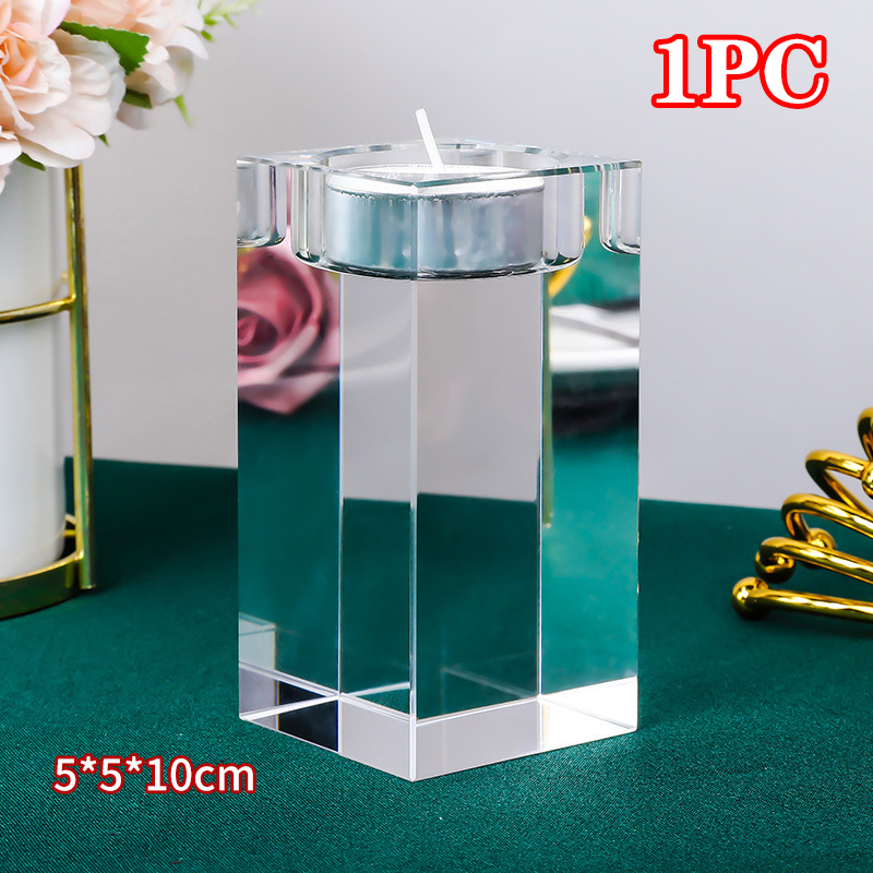 Cubo portavelas de cristal centros de mesa candelabros de cristal decoración mesa votiva soporte de vela, accesorios de decoración del hogar: YELLOW