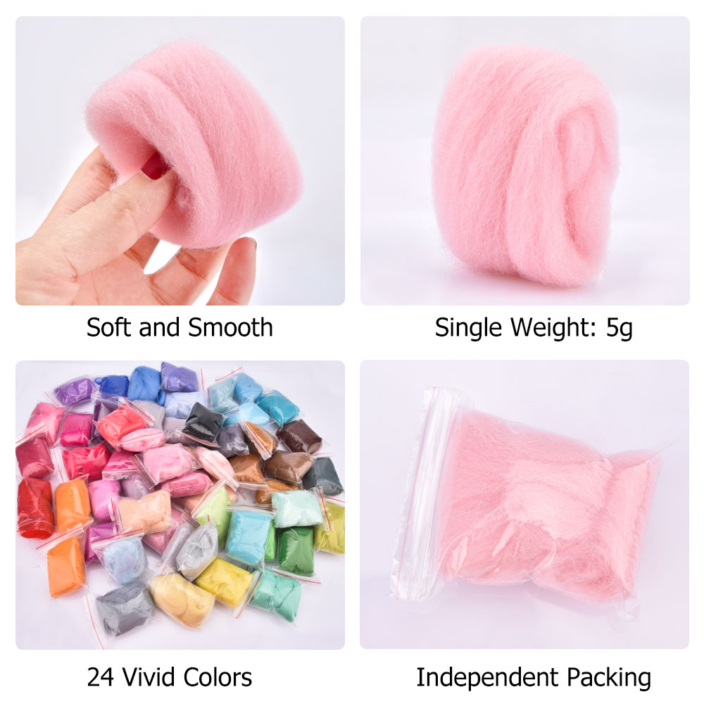 Agujas de fieltro para manualidades, Kit de agujas de 24 colores para lana, animales, flores, manualidades, DIY