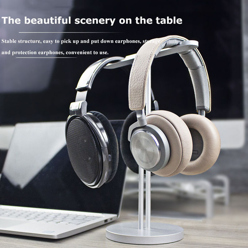 Aluminum Headphone Holder Stand Dual Hanger Holder Earphone Desk Display Rack Bracket with Anti-slip Pad for Game Headphones