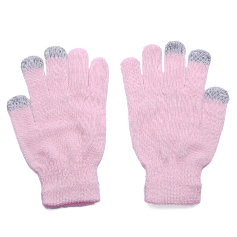 Magic touch screen handsker smartphone texting stretch voksen one size vinter varmere strik handsker 13 farver: Lyserød