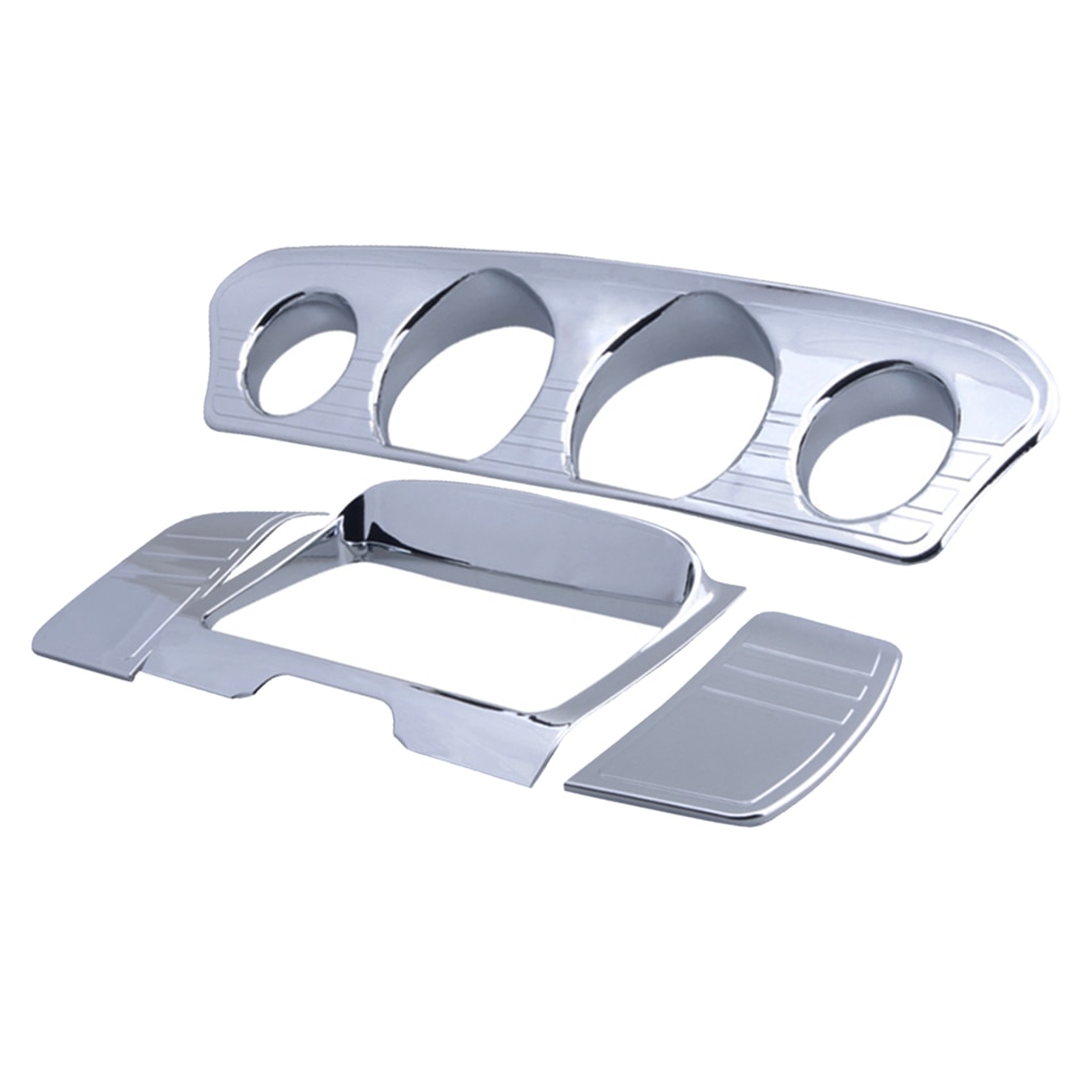 Chrome Tri Line Gauge Stereo Accent Trim Cover for Harley Touring FLHT Ultra