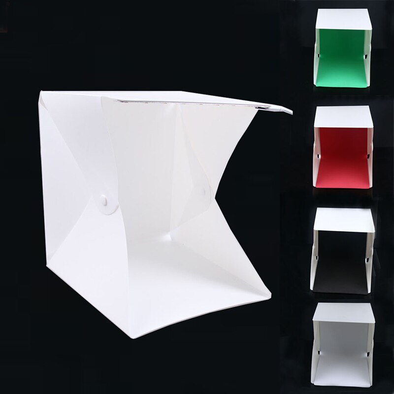 Mini Dobrável Estúdio Difusa Suave Caixa Com DIODO EMISSOR de Luz Verde Branco Preto vermelho Fundo Photo Studio Acessórios LED caixa Macia