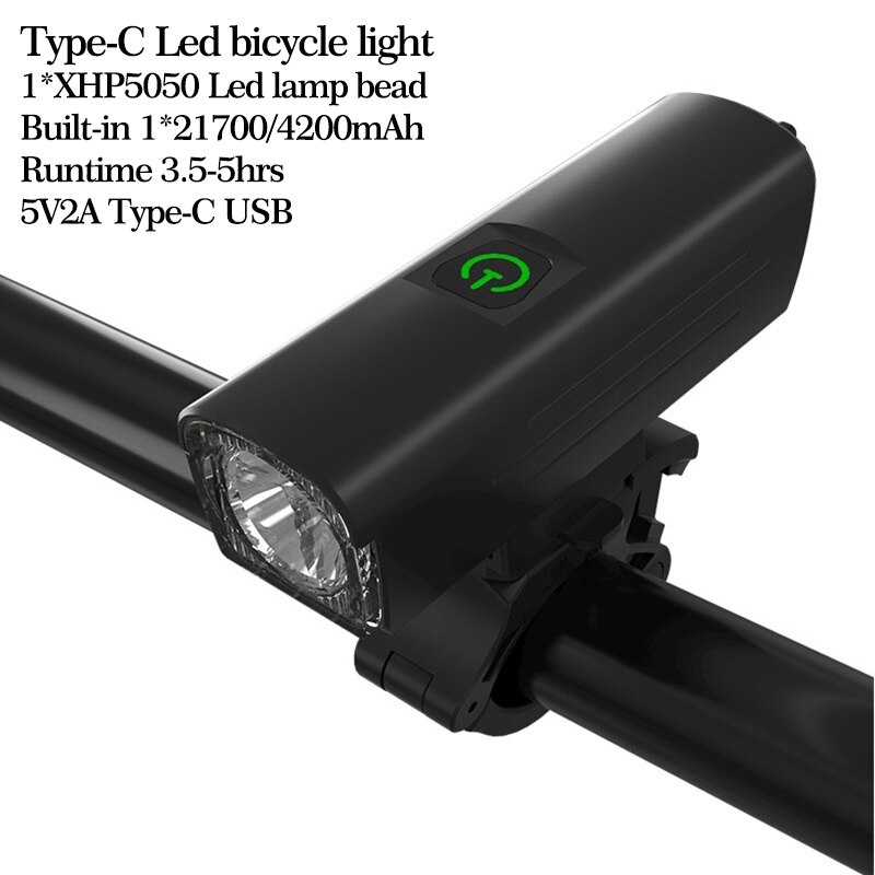 Type-C Usb Fiets Led Verlichting Ingebouwde 21700Mah 4200Mah Racefiets Lamp Waterdicht Mountain Cycle koplamp Rijden Accessoires: No power indicator