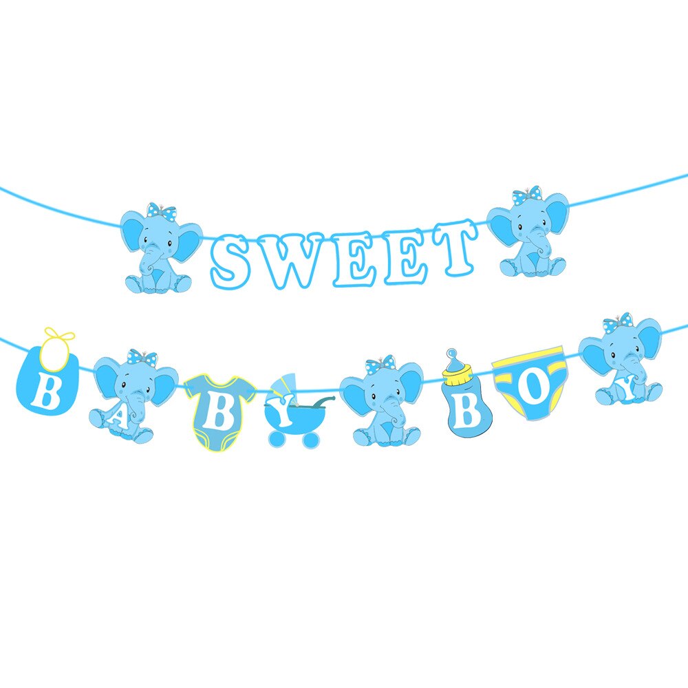 Baby Party Decoraties Leuke Olifant Ballonnen Baby Douche Olifant Banner Doop DIY Decor Oh Baby Jongen Meisje Verjaardag: blue banner