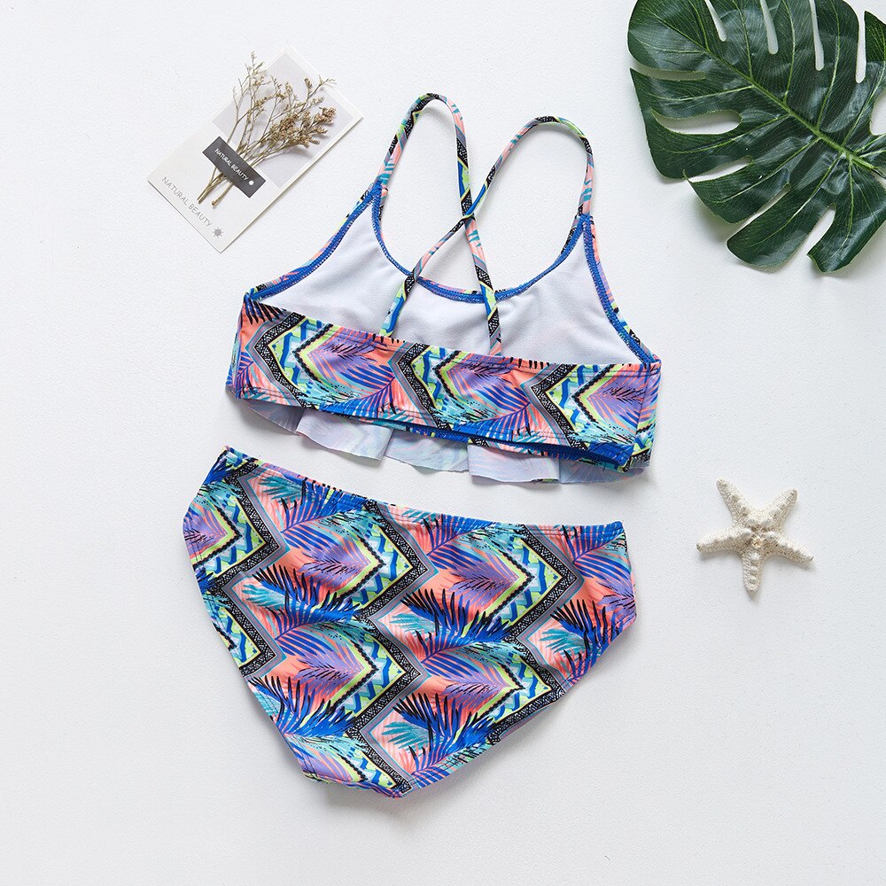 Kids Baby Boy Swimwear Tassel Summer Swimwear Bikini Outfits Beach Split Swimsuit Bikini Set Leaf Print bathing Suit Swimsuit