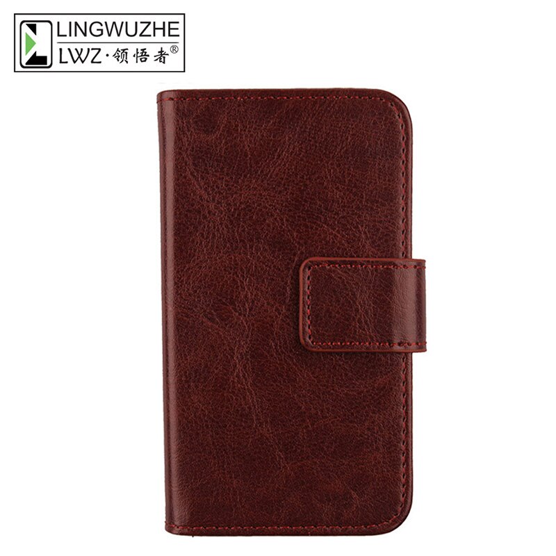 Voor Kat S52 Case 5.65 inch Leather Flip Met Card Packet Zakken Telefoon Case Voor Kat S52 Holster Coque: Brown