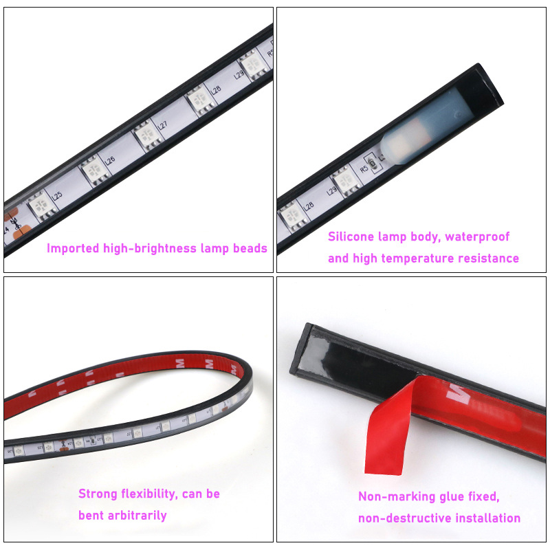 24v led-remsor för lastbil, biltillbehör, konturflexibel, färgglad atmosfärslampa, lasttak, stötfångare, dörr, varningsljus, varningsljus