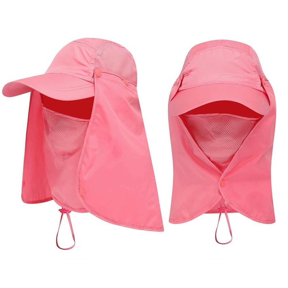Vissen Hoed Voor Mannen &amp; Vrouwen Outdoor Uv Zon Bescherming Brede Rand Hoed Met Gezicht Cover En Hals Flap: Watermelon Red