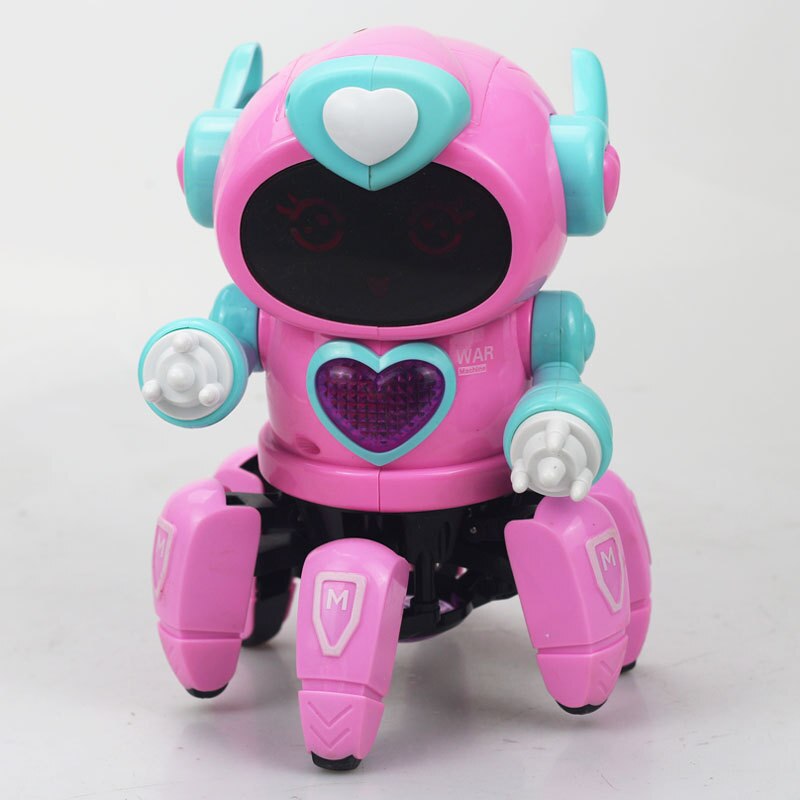 Legetøj til børn elektrisk farverigt lys dansemusik blæksprutte robot pædagogisk legetøj til drenge piger: Lyserød