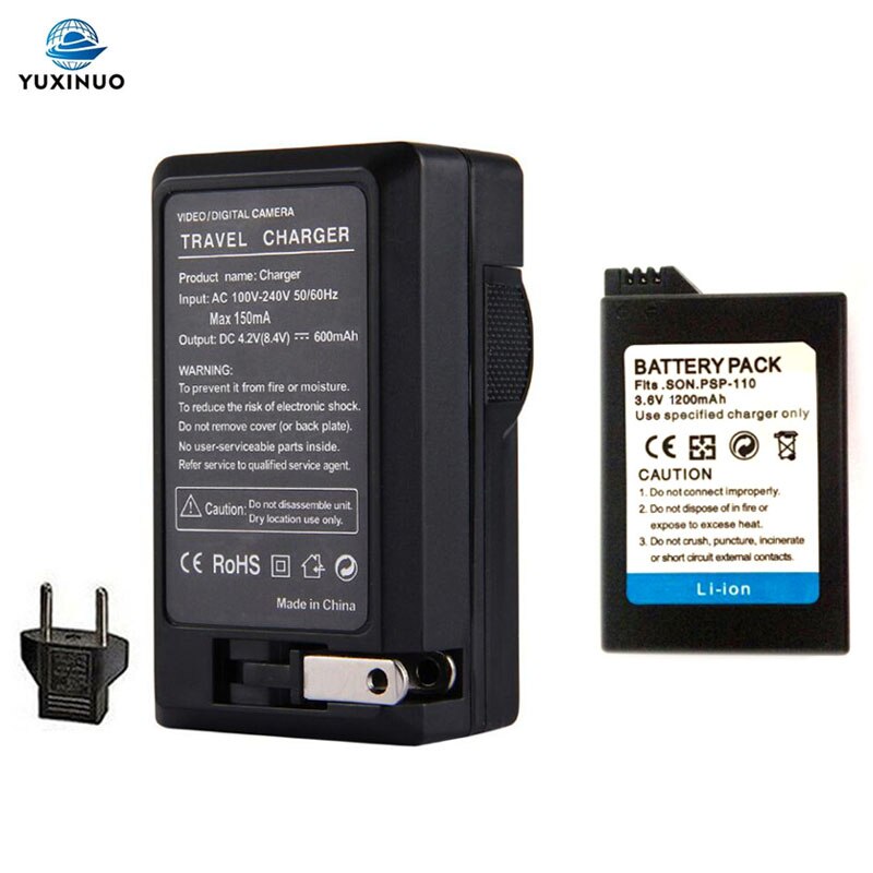 3,6 V 1200mAh PSP-110 PSP-S110 PSP110 Li-Ion Akku + AC Ladegerät für Sony PSP1000 PSP-1000 1001 1002 1003 1004 1005 1006: 1 charger 1 battery