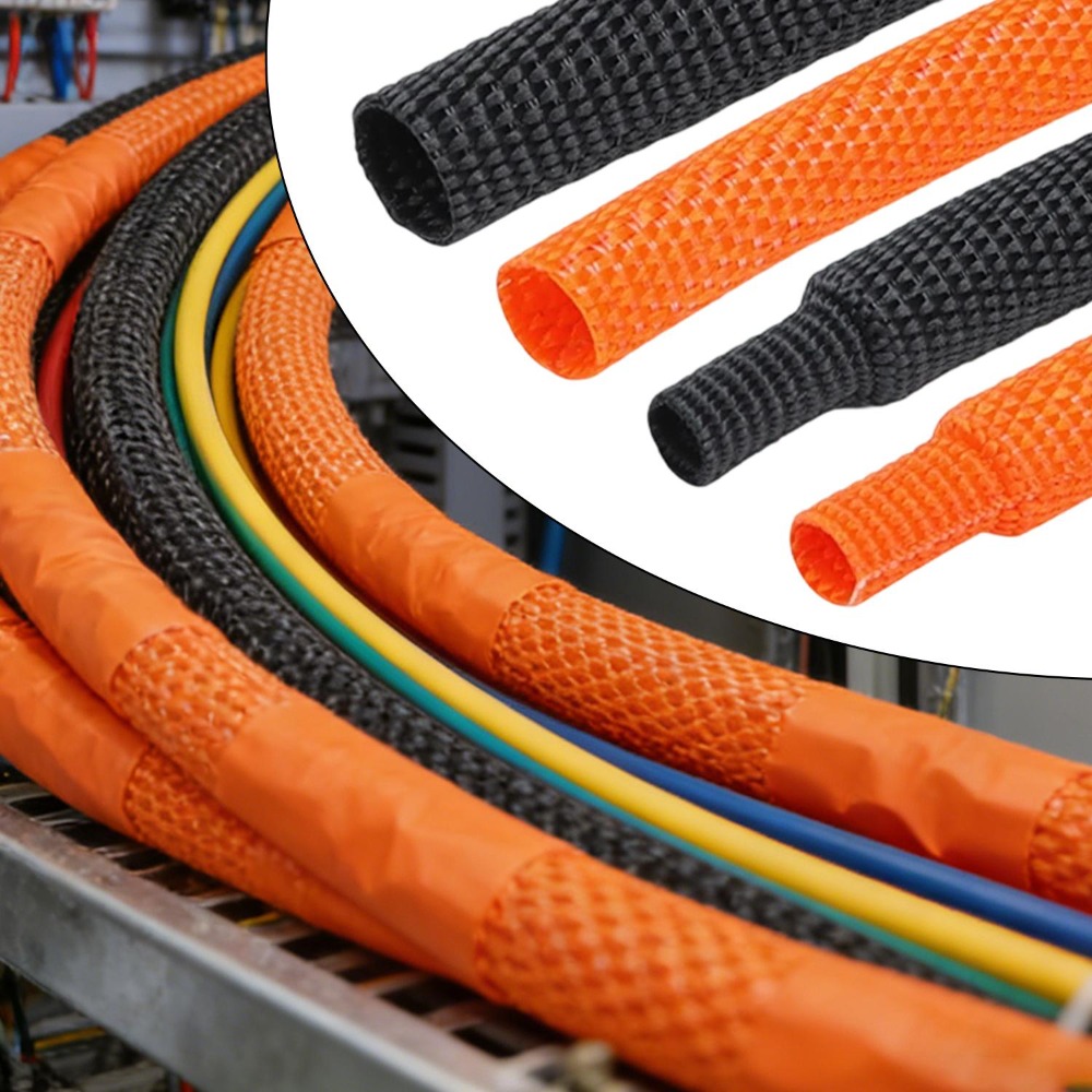 Guaina Termorestringente Intrecciata per Cablaggio Auto, Copertura in Tessuto per Protezione Cavi, Tubo Isolante in Poliolefina e Poliestere per Auto
