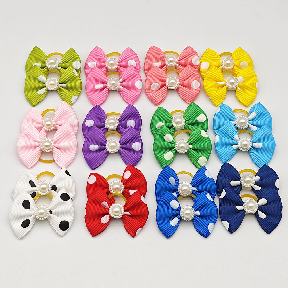 10 piezas de lazos para perros, cinta bonita, accesorios para perros, cuatro tipos, 36 colores, lazos para el pelo para mascotas con banda de goma elástica, de navidad: Negro