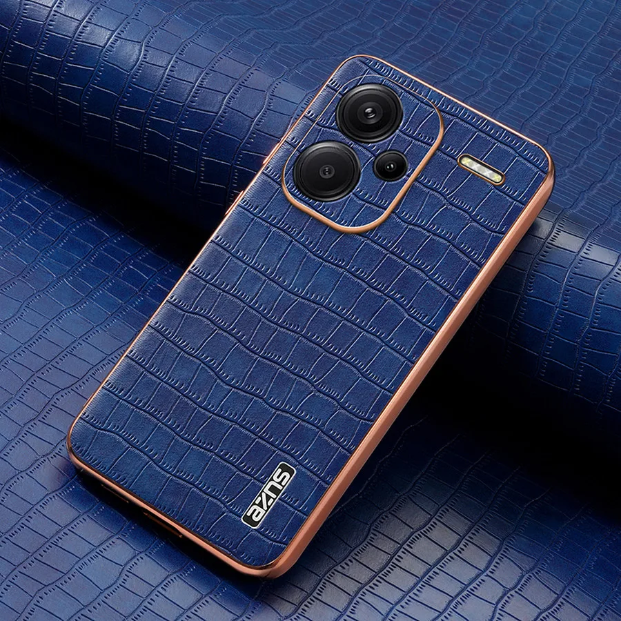 Luxury Case For Xiaomi Redmi Note 13 Pro 5G 4G Armor Leather Back Panel Cover For Redmi Note 13 Pro Plus 12 Turbo Funda Etui: aluminum / Blue