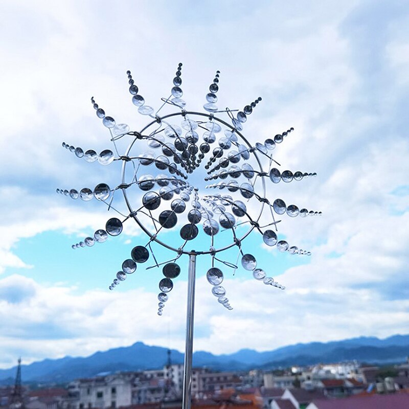 Color Unique And Magnetic Metal Windmill Solar Metal Wind Spinners