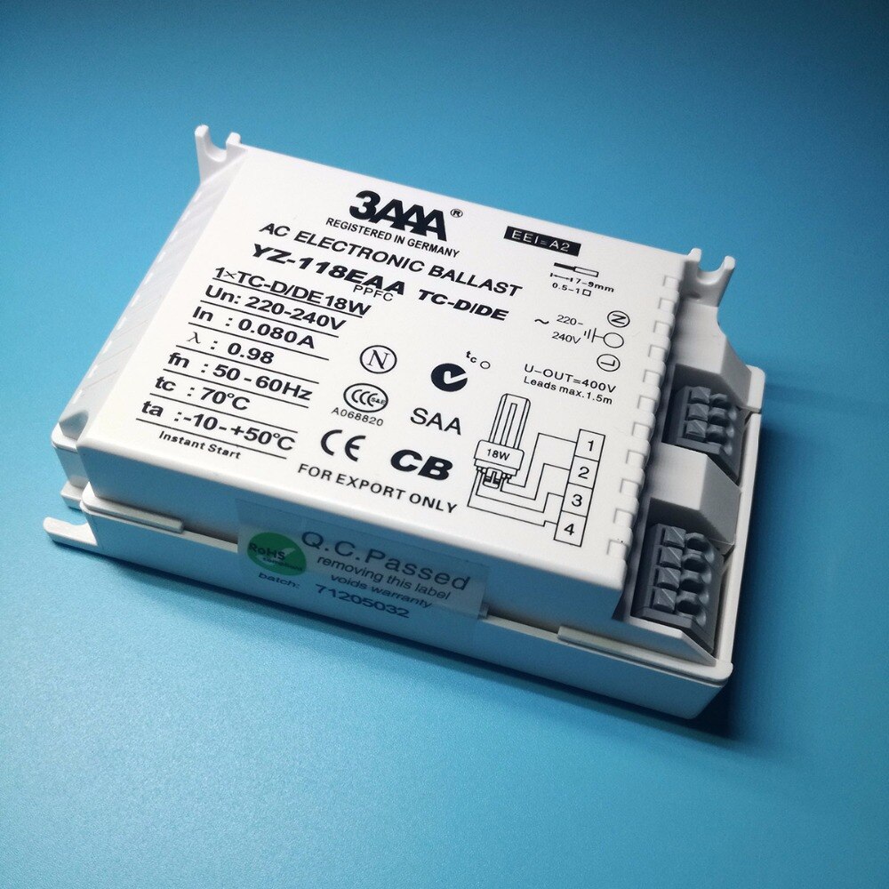 3 aaa yz -118 eaa pikakäynnistysloistelamppu elektroninen liitäntälaite 1 x 5- d /de 18w rengaslamppu  ac 220-240v ccc ce
