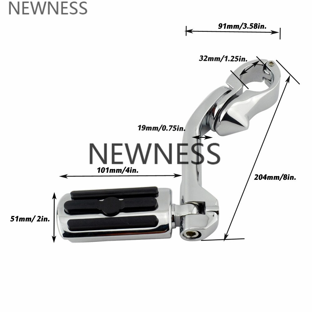 Motorcycle Foot Pegs Adjustable Long Angled Highway Peg Mount 1 1/4" 32mm Engine Guard Footrest for Harley Sportster Dyna