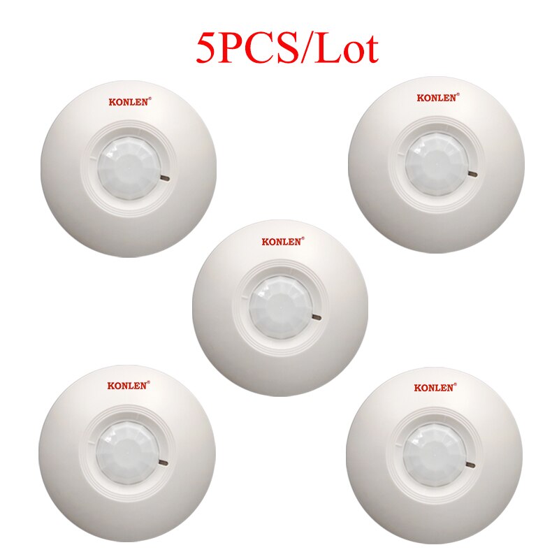 12V con cable del Sensor de movimiento PIR Detector para techo de 360 grados infrarrojo de detección de movimiento N.O N.C salida de señal de alambre de sistema de alarma: 5 Pieces