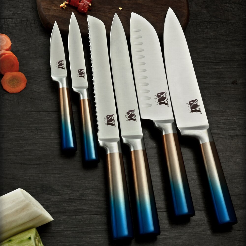 XYj 6 Piece Kitchen Knives Ultra Sharp Blade Chef Knife Set Kitchen Utility Paring Knives Cooking Accessories Knife Holder