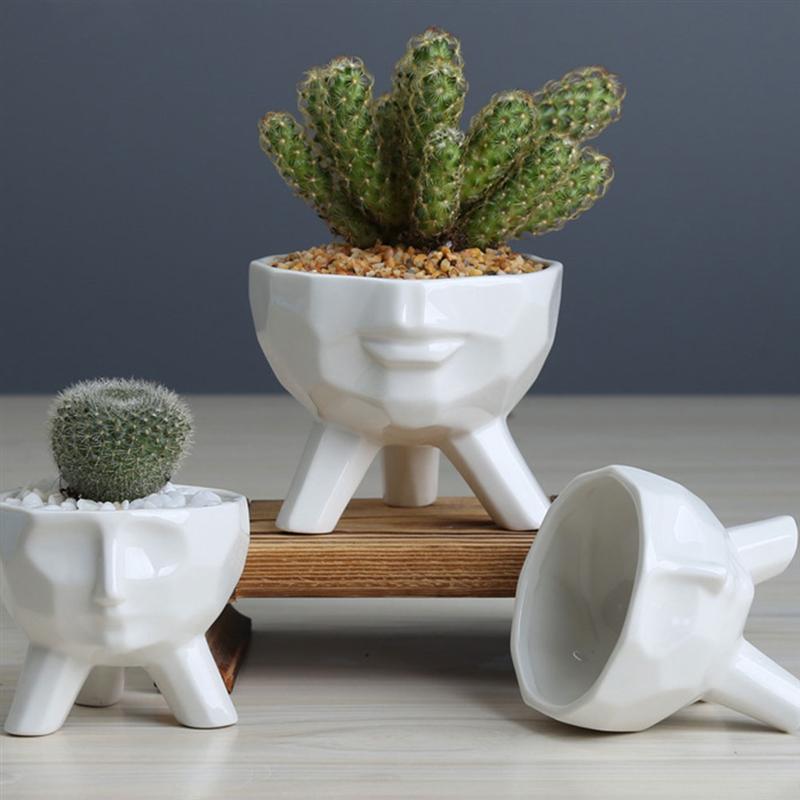 Maceta creativa simulada de medio rostro lavabo de cerámica suculentas plantas en macetas accesorios para el hogar ornamento paisaje suministros
