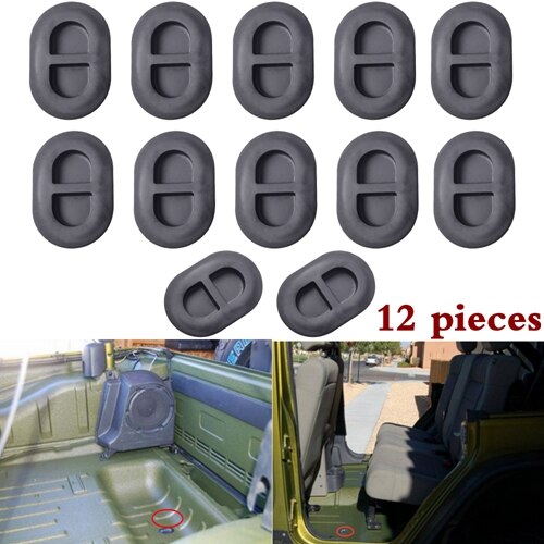 Musta pohjalevyn tyhjennystulppa takalattian rungon tulppa pieni kumitulppa jeep wranglerille jk jl ulkotarvikkeet: 12 kpl