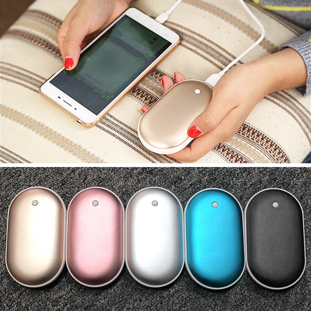 Chauffe-mains Portable 5V 5200mAh | Avec batterie externe, multifonction, poche Double latérale, chauffe-mains hiver, chargeur USB