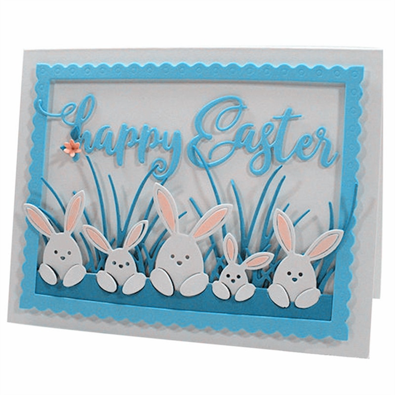 Pâques lapin famille métal découpe meurt pochoir pour bricolage Scrapbooking Album Photo gaufrage papier cartes artisanat découpe