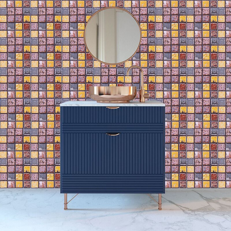 10pcs 10cm Mosaic Wall Tile Waterproof Self Adhesive Stickers for Home Bathroom PVC Tile Decal Kitchen Wall Sticker Art Decorate