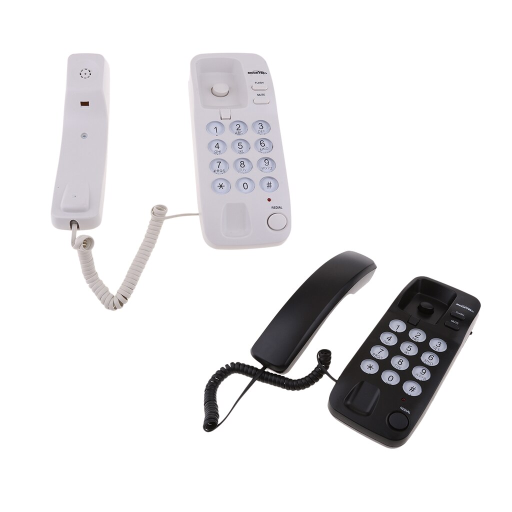 2 Pieces Corded Phone Wall Line Telephone Home Office Business White + Black