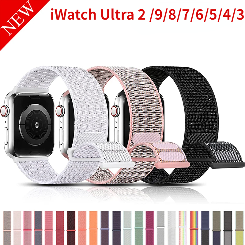 Correa de nailon para Apple Watch Band Ultra 9 8 7 SE 6 5 3 38MM 42MM 40MM 44MM accesorio para reloj inteligente pulsera iWatch serie 45MM 41MM
