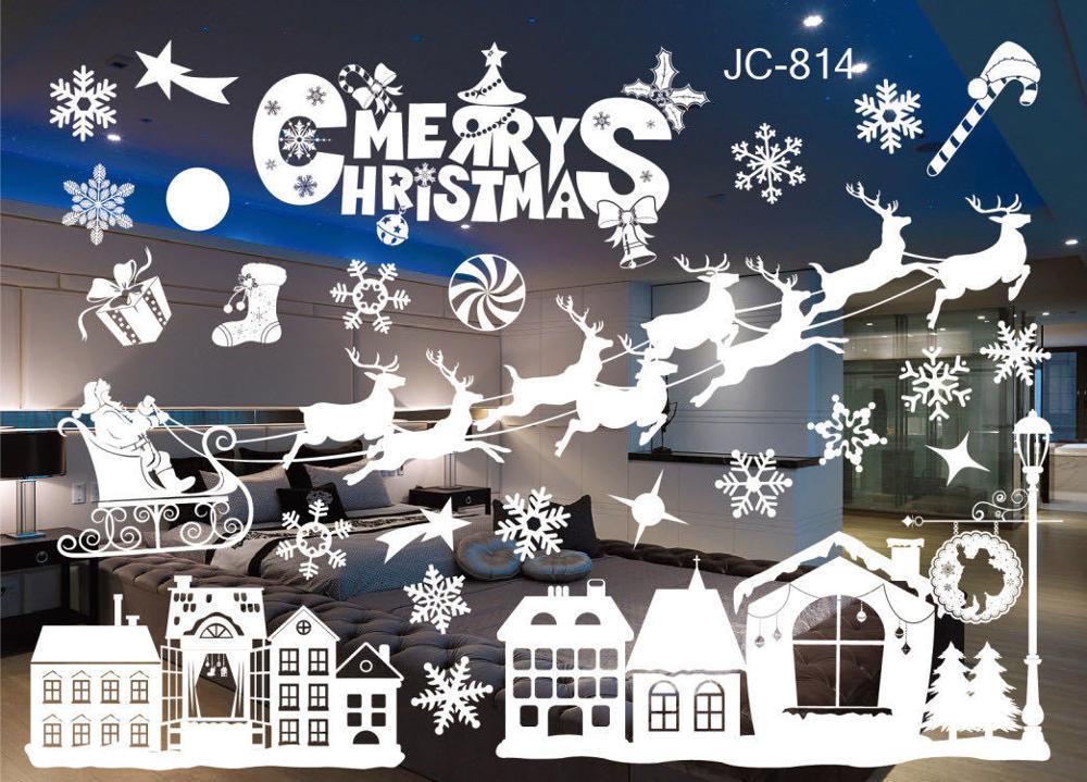 Large Merry Christmas Wall Sticker Stylish Santa Window Room Decoration PVC Year Home Decor Removable: B