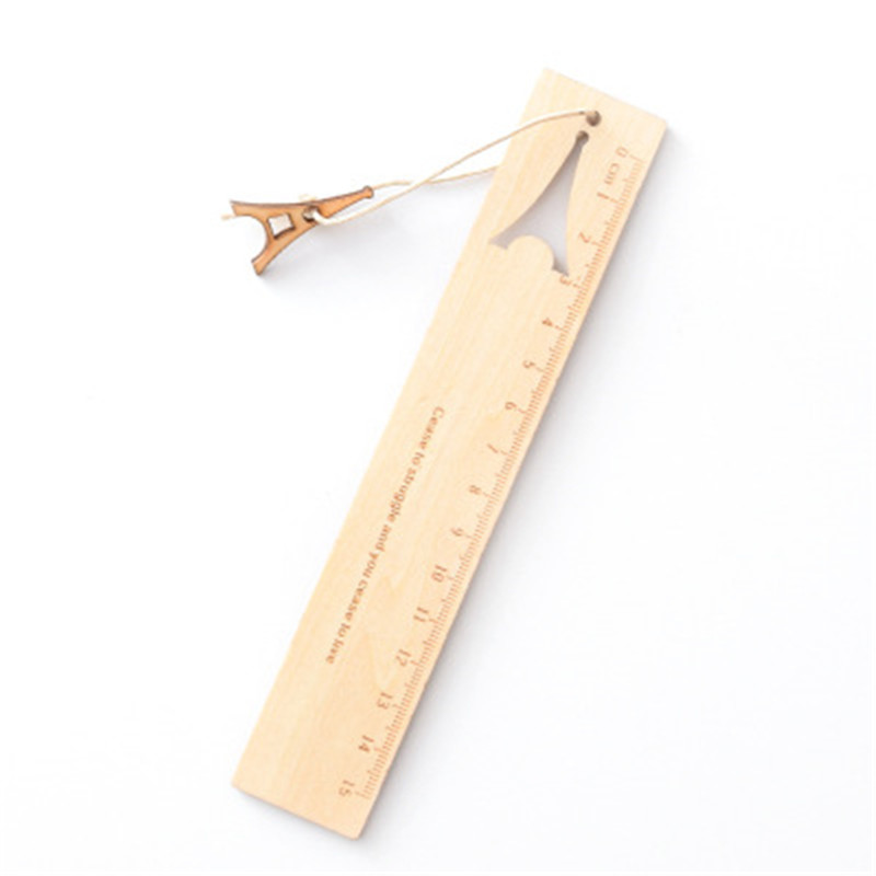 1PC lindo estilo coreano de madera de dibujos animados hueco cinturón colgante gobernante principal de la Oficina de la escuela premios papelería