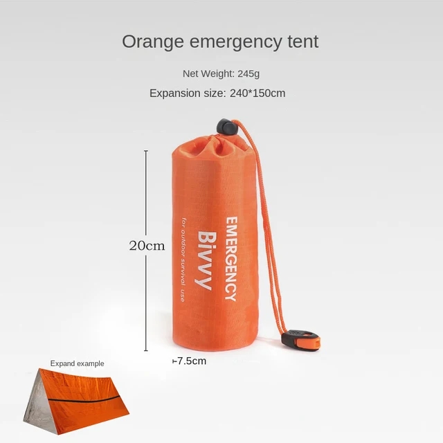 2 Person Emergency Shelter Bivy Survival Tent Kit Mylar Tube Tent Sleeping Bag Waterproof Outdoor SOS Thermal Blanket Reusable: Brown